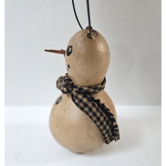 Snowman Gourd Ornament Hand Painted Folk Art Primitive Christmas Decor - Picture 5 of 8